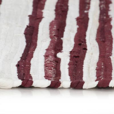 vidaXL Ręcznie tkany dywan Chindi 200x290cm, bawełna, burgundowo-biały