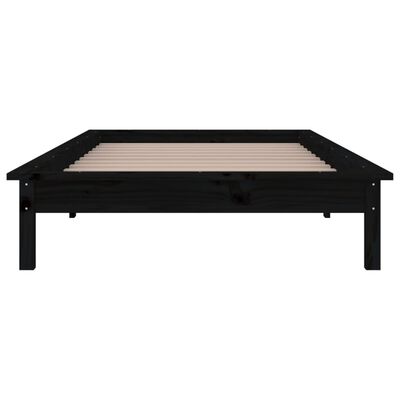 vidaXL Rama łóżka z LED, czarna, 75x190 cm, pojedyncza, lite drewno
