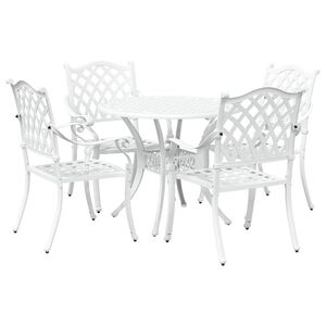 vidaXL Zestaw do jadalni w ogrodzie 5 pcs Biały Aluminium