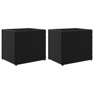 vidaXL Donice ogrodowe, 2 szt., czarne, 36x30x32 cm, polirattan