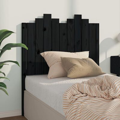 vidaXL Wezgłowie łóżka, czarne, 96x4x110 cm, lite drewno sosnowe