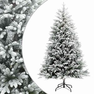 vidaXL Sztuczna choinka z zawiasami 240 cm PVC i Metal Zielono-biały