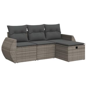 vidaXL 4-cz. zestaw wypoczynkowy do ogrodu, poduszki, szary, rattan PE