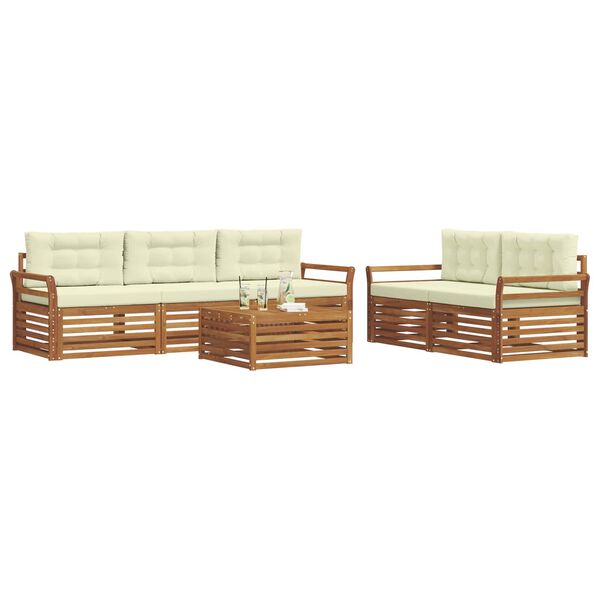 vidaXL Zestaw sof na zewnątrz z poduszką 6 pcs Naturalny i Kremowy