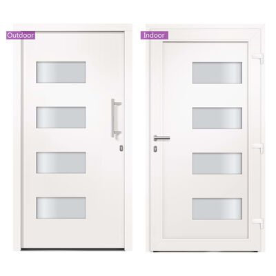 vidaXL Drzwi zewnętrzne, aluminium i PVC, białe, 110x210 cm