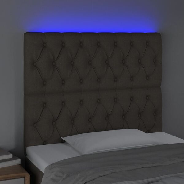 vidaXL Zagłówek do łóżka z LED, taupe, 90x7x118/128 cm, tkanina