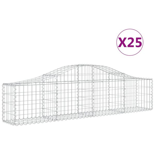 vidaXL Kosze gabionowe, 25 szt, 200x30x40/60 cm, galwanizowane żelazo