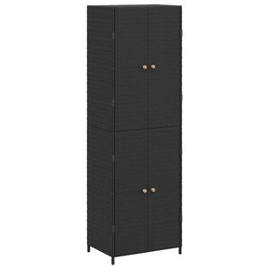 vidaXL Szafka ogrodowa, czarna, 59x40x180 cm, rattan PE