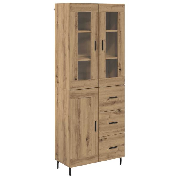 vidaXL Highboard 2 pcs Dąb rzemieślniczy Drewno inżynieryjne i szkło