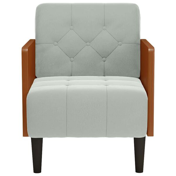 vidaXL Sofa Fotel z Podłokietnikami Jasnoszary 55 cm Aksamit