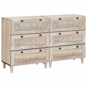 vidaXL Bufet 2 szt. 120 x 33,5 x 75 cm lite drewno mango Biały
