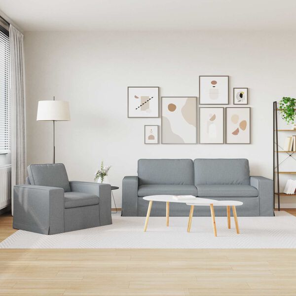 vidaXL Zestaw Sof 2 pcs Jasnoszary 182 x 80 x 82 cm tkanina