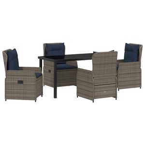 vidaXL Zestaw do jadalni w ogrodzie 5 pcs Szary Polirattan