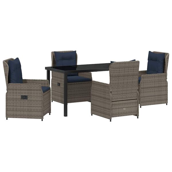 vidaXL Zestaw do jadalni w ogrodzie 5 pcs Szary Polirattan