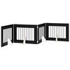 vidaXL Składana bramka dla psa z podp&oacute;rkami 4 pcs Czarny dąb 321 cm