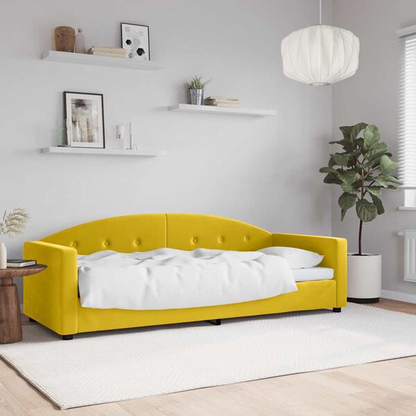 vidaXL Sofa z funkcją spania, ż&oacute;łta, 80x200 cm, obita aksamitem
