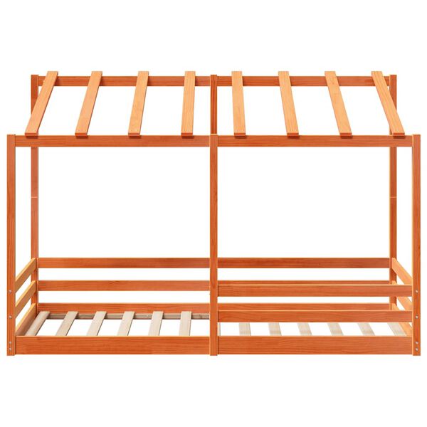 vidaXL Rama ł&oacute;żka dziecięcego z daszkiem, woskowy brąz, 80x200 cm