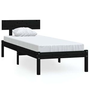 vidaXL Rama ł&oacute;żka, czarna, lite drewno, 75x190 cm, pojedyncza
