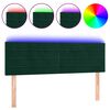 vidaXL Zagł&oacute;wek do ł&oacute;żka z LED, ciemnozielony, 144x5x78/88 cm, aksamit