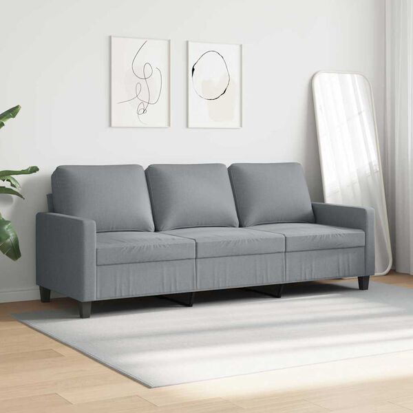 vidaXL Sofa 3-osobowa, jasnoszara, 180 cm, tapicerowana tkaniną