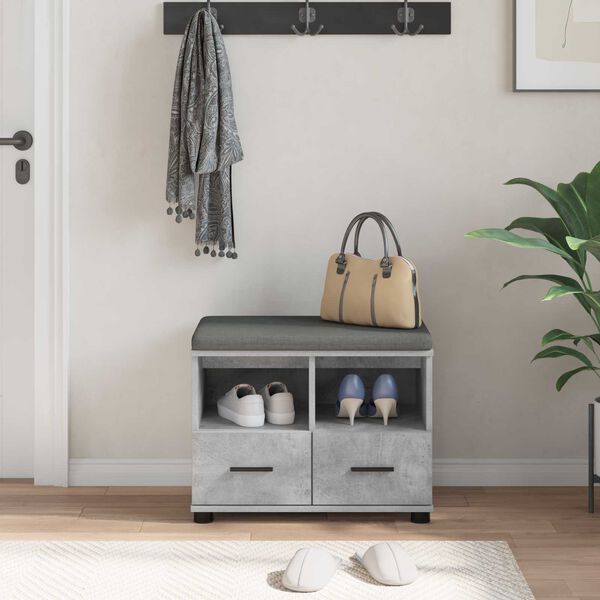 vidaXL Ławka w przedpokoju z poduszką Betonowy szary 60 x 38 x 46 cm