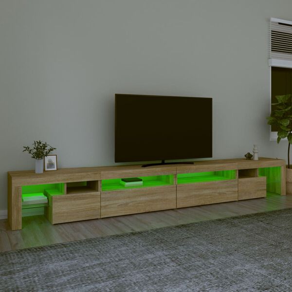 vidaXL Szafka pod TV z oświetleniem LED, dąb sonoma, 290x36,5x40 cm