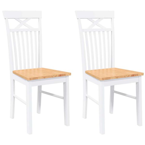 vidaXL Krzesła do jadalni 2 szt. Białe lite drewno gumowe