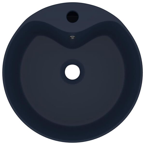 vidaXL Umywalka z przelewem, matowy granat, 36x13 cm, ceramiczna