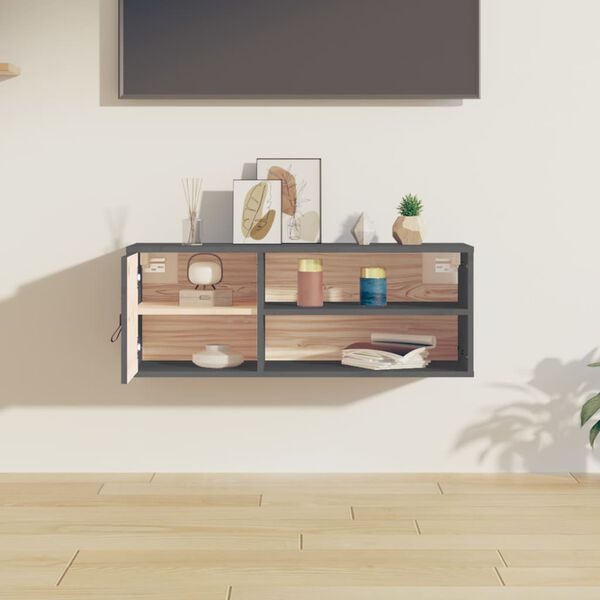 vidaXL Szafka ścienna, szara, 80x30x30 cm, lite drewno sosnowe