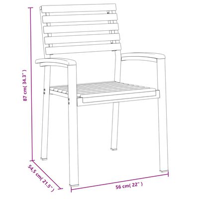 vidaXL Sztaplowane krzesła ogrodowe, 2 szt., drewno akacjowe i metal
