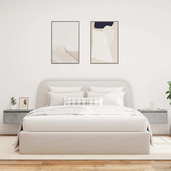 vidaXL Wiszące szafki nocne z LED, 2 szt., szarość betonu