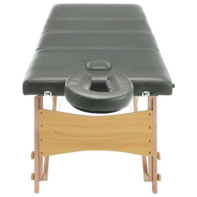 vidaXL Stół do masażu, 4-strefowy, drewniana rama, antracyt, 186x68 cm