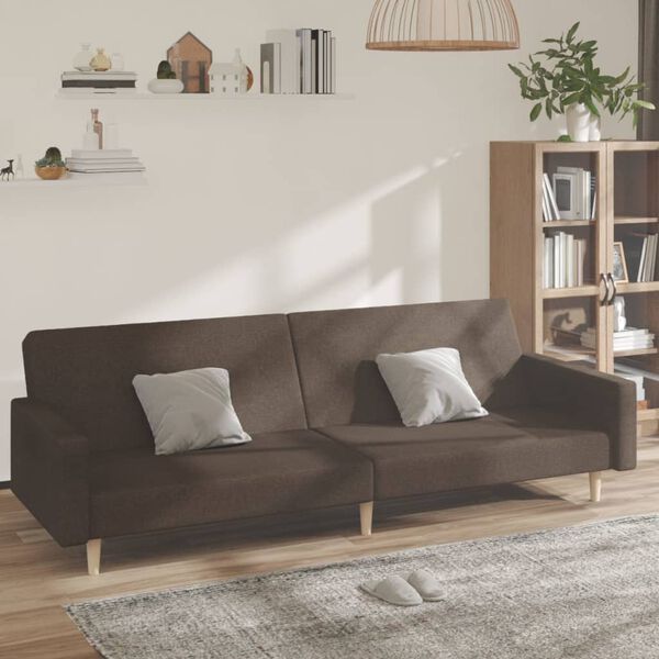 vidaXL 2-osobowa kanapa, ciemnobrązowa, tapicerowana tkaniną