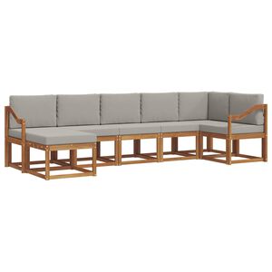 vidaXL Zestaw sof na zewnątrz z poduszką 7 pcs Naturalny i Jasny Szary
