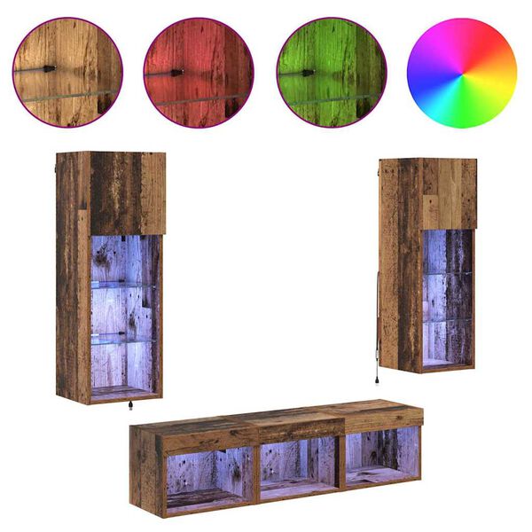 vidaXL Jednostki do montażu telewizora na ścianie 5 pcs Czarny Dąb