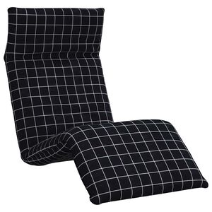 vidaXL Leżak składany czarny wz&oacute;r w kratkę 175x54x8,5cm tkanina Oxford