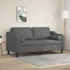 vidaXL 2-osobowa sofa z poduszkami, ciemnoszara, 140 cm, tkanina