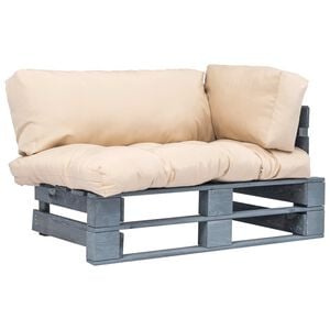 vidaXL Sofa ogrodowa z palet z piaskowymi poduszkami, sosna