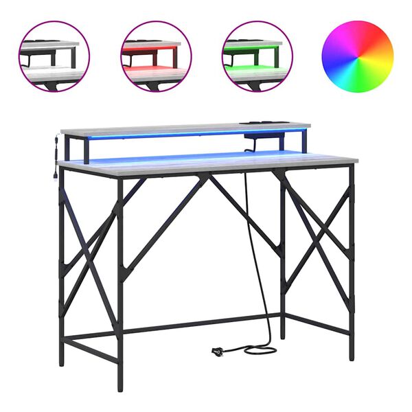 vidaXL Biurko Szary Sonoma 100 x 50 x 86,5 cm Materiał drewnopochodny
