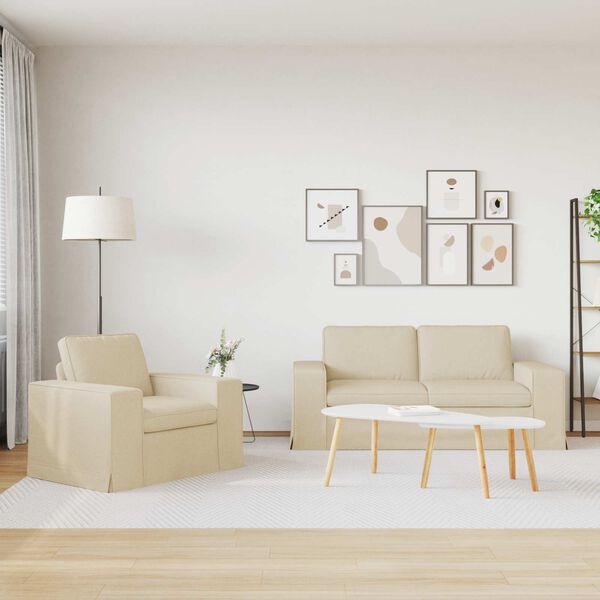 vidaXL Sofa 2 pcs Kremowy 182 x 80 x 82 cm tkanina