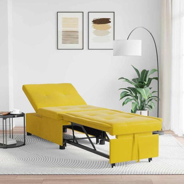 vidaXL Sofa Bed Ż&oacute;łty 194 x 67 x 82 cm Aksamit