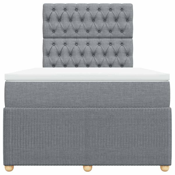 vidaXL Ł&oacute;żko kontynentalne z materacem, jasnoszare, tkanina 120x200 cm