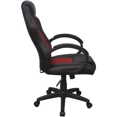vidaXL Krzesło biurowe w stylu sportowym ze sztucznej skóry czerwone
