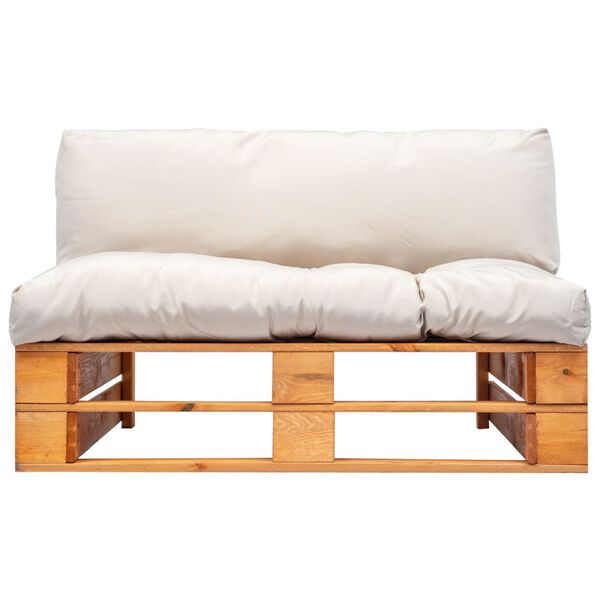 vidaXL Sofa ogrodowa z palet z piaskowymi poduszkami, sosna