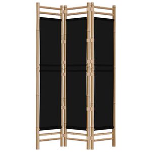 vidaXL Składany parawan 3-panelowy, 120 cm, bambus i pł&oacute;tno