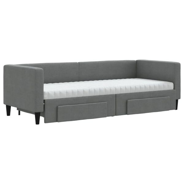 vidaXL Sofa rozsuwana z szufladami, ciemnoszara, 80x200 cm, tkanina