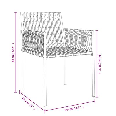vidaXL Krzesła ogrodowe z poduszkami, 4 szt., czarne, 54x61x83 cm