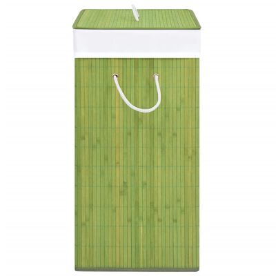 vidaXL Bambusowy kosz na pranie z 2 przegrodami, zielony, 100 L
