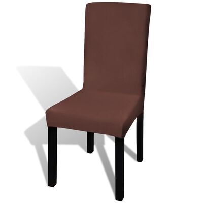 vidaXL Elastyczne pokrowce na krzesła w prostym stylu, 4 szt., brązowe