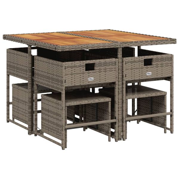 vidaXL 9-cz. zestaw mebli ogrodowych z poduszkami, szary, rattan PE